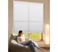 Tokblind Light Filtering Cordless Cellular Shade, Spring Free-Stop Pull-Down Honeycomb Blind, Custom Size, Translucent Privacy Shades for Home Office (Light Filtering White)
