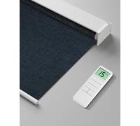 Tokblind Motorized Roller Blind with Remote Control, Blackout Electric Window Shade Compatible with Alexa Google via Hub, Rechargeable Smart Blinds for Windows Customized Size (Fabric Navy Blue)