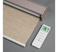 Tokblind Motorized Roller Shades with Remote Control, Blackout Electric Blinds for Windows Compatible with Alexa Google via Hub, Rechargeable Smart Window Shade Customized Size (Texture Dark Coffee)