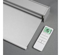 Tokblind Motorized Roller Shades with Remote Control, Blackout Electric Blinds for Windows Compatible with Alexa Google via Hub, Rechargeable Smart Window Shade Customized Size (Vinyl Light Grey)