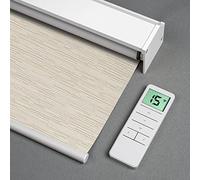 Tokblind Motorized Roller Shades with Remote Control, Blackout Electric Shade for Windows Compatible with Alexa Google via Hub, Rechargeable Smart Window Blind Customized Size (Texture Light Coffee)