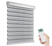 Tokblind Motorized Zebra Blinds with Remote Control, Electric Dual Layer Sheer Roller Shade Compatible with Alexa Google via Hub, Smart Day and Night Blind for Windows, Customized Size (Light Grey)