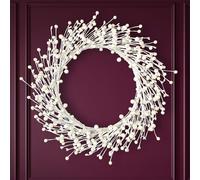 TOKCARE Pearl White Pip Berry Wreath for Front Door, 20 Inch Winter Wreaths Wall Hanging Outdoor, Farmhouse, Porch, for Spring Summer Fall All Seasons Holiday Valentines Day Wreath Decorations