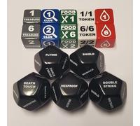 Token & Keyword Dice Set Compatible with Magic: The Gathering (2X Treasure, Clue, Food, Blood and Creature d6s with 5X Keyword d12s)