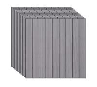Tokenhigh 10Pcs Wood Slat Wallpaper, 40x40cm Wooden Effect Peel and Stick Wall Panels, Self Adhesive Wood Grain Wallcovering, Removable Decorative Wall Stickers for Living Room Bedroom (Light Gray)