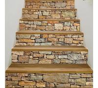 Tokenhigh 12 Pcs 3D Stair Stickers, Self-Adhesive Stair Riser Decals, Peel and Stick Staircase Sticker, Removable Stairway Wallpaper, Staircase Steps Stickers Rock Stones Staircase Murals Decor