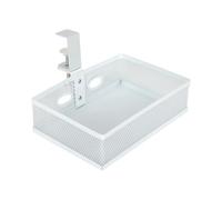 Tokenhigh Hidden Under Desk Drawer, 360° Rotating Mesh Desk Organiser, Invisible Undermount Drawer, Clip-on Swivel Desks Tidy Organiser, Large Capacity Under Table Storage for Home Office (White)