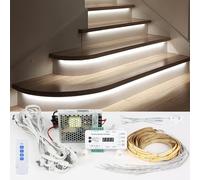 Tokenhigh LED Stair Lighting Complete Set with Intelligent Motion Sensor & Daylight Sensor, 16 Stairs LED Step Lights for Indoor Use (4000K)