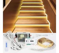 Tokenhigh LED Stair Lighting Complete Set with Intelligent Motion Sensor & Daylight Sensor, 16 Stairs LED Step Lights for Indoor Use (2700K)