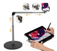 Tokenhigh Overhead Phone Mount, Height Adjustable Phone Stand, 39cm Long Arm Phone Holder for Filming Video Recording, Flexible Articulating Arm Desk Phone Rack for Live Streaming, Meeting, Cooking