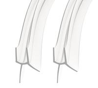 Tokenhigh Shower Door Seal Strip, 2 Pcs Shower Screen Seal Strips, Shower Door Deflector Seal for Curved Straight Glass Up to 15 mm Gap, Transparent Shower Seal Strip Replacement (for 4-6mm Glass 2m)