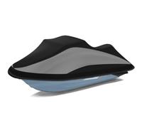 Tokept Trailerable Jet Ski Cover, 300D Heavy Duty Waterproof PWC Cover with Reflective Strip Vents, Fits Seadoo, Yamaha, GTX, Kawasaki, Honda, Polaris 2 Seater 116" to 125" L (Black&Grey)