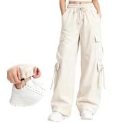 Tokeya Girls Cargo Trousers Baggy Elastic Waist with Drawstring 7-13 Years | Jogger with Multi Pockets, Wide Leg, Bowknot, Comfortable Breathable Jogger Pants, Kids Casual Streetwear Cargo Trousers