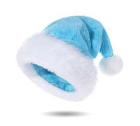 Tokforty Santa Hats, Light Blue and White Santa Hats for Adults, Unisex Velvet Touch Comfort Christmas Hats for New Year Festive Party Christmas Supplies