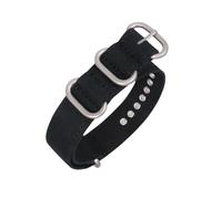 Tokicoo 18mm 20mm 22mm 24mm 26mm Reinforced Nylon Woven Men's Sport Sweat-Resistant Watchband, Replacement Strap,Black-Silver Buckle,26mm