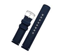 Tokicoo Reinforced Canvas Sport Watchband with Leather Lining, 20mm Men's Durable Watch Strap Replacement Accessories,Blue-Silver Clasp,20mm