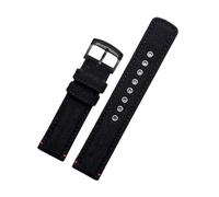 Tokicoo Reinforced Canvas Sport Watchband with Leather Lining, 20mm Men's Durable Watch Strap Replacement Accessories,Black-Black Clasp,20mm