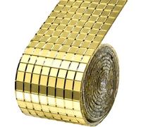 TOKIDNY 1 Roll Glass Mirror Decal Sticker Odorless Easy to Stick Golden Mosaic Tile for Ceiling Bedroom Decoration