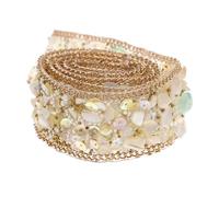 TOKIDNY 1 Roll Rhinestone Trim Multi-Function Costume Trim Wear-Resistant 2.5cm Super Glittering Golden Gravel Decorative Ribbon for Wedding Parties and Bridal Veils