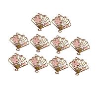 TOKIDNY 10 Pcs Cherry Blossom Pattern Fan Charms Delicate DIY Jewelry Pendants Lightweight Hollow Design for Keychains Bracelets Home Decor