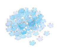TOKIDNY 100pcs Gold-Stitched Cherry Blossom Beads Necklace Flower Earrings Jewelry Floral Bead Charms Floral Mini Flower Bracelet Spacer Caps Sky-Blue Acrylic