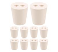 TOKIDNY 10pcs Beige Rubber Stoppers with Two Holes Solid Tapered Lab Seal Plugs for Test Tubes and Flasks Bottom Diameter Chemistry Lab Bungs for Scientific and Industrial Use