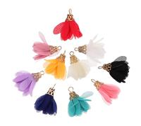 TOKIDNY 10pcs Chiffon Flower Tassels Jewelry Making Elegant DIY Necklace Ornaments Earring Findings for Creative Accessories