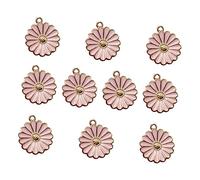 TOKIDNY 10pcs Pink Alloy Sunflower Charms DIY Jewelry Making Pendants for Necklaces Bracelets Earrings Unique Fashion Accessories for Creative Projects