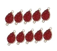 TOKIDNY 10Pcs Red Crystal Water Drop Shaped Pendants for Necklace Making Double Hook Jewelry Making Accessory for DIY Crafts Unique Charms and Cosplay Decorations