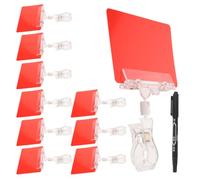 TOKIDNY 10pcs Red Pp Sign Clips for Display with Strong Clamping Force and Double Sided Rotating Clips, Smooth Flat Surface Price Tag Holders for Vendor Stalls and Retail Merchandising