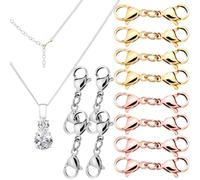 TOKIDNY 12 Pcs Metal Lobster Clasps 12Mm with Double Claw Design, Mixed Gold Silver Rose Gold Colors, Necklace Clasps for Jewelry Making and Bracelet Extenders, Suitable for DIY