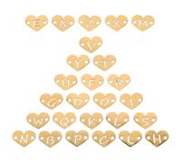 TOKIDNY 12Mm Gold Stainless Steel Hollow Heart Letter Charms A-Z Double Hole Pendant for Jewelry Making Bracelet Necklace Accessories