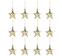 TOKIDNY 12Pcs Gold Stars Christmas Tree Pendants Hanging Ornaments with Fine Workmanship Unique Modeling Design Suitable for Xmas Party Scene Layout Decor and Study Room Decoration