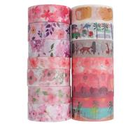 TOKIDNY 13 Rolls Sakura Pattern Decorative Paper Tape Set with Biodegradable Fine Printing Paper Material for Handicrafts and Books, Stylish Adhesive Tape for Scrapbooking and Journals