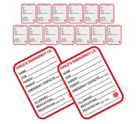 TOKIDNY 15pcs Identification Tag Car Emergency Tag Information Sticker Red Copper Self-Adhesive Sticker Waterproof Strong Adhesion Safety Label for Car Seats
