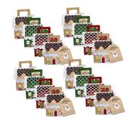 TOKIDNY 16pcs House Shaped Christmas Candy Boxes with Colorful Festive Designs Portable Kraft Paper Treat Boxes for Party Favors and Holiday Wrapping Seasonal Decorative Containers for