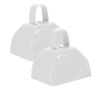 TOKIDNY 2 Pcs Metal Cowbell Set for Football Games and Weddings - Loud Handheld Cheering Noise Makers with Handle for Sports Events, Parties, and Celebrations in White