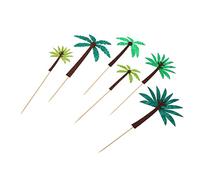 TOKIDNY 24pcs Hawaiian Party Decorations Wedding Cake Topper Felt Wooden Cake Inserting Cards Beach Party Decorative Prop