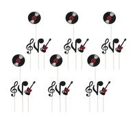 TOKIDNY 24Pcs Music Theme Cupcake Toppers Guitar Vinyl Record and Music Notes Decorations Birthday Shower and Concert Party Supplies