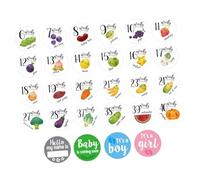 TOKIDNY 28pcs Pregnancy Weekly Belly Stickers for Maternity Women, Bump Belly Decals Photo Props, Monthly Progress Cards for Newborn and Pregnancy Photography
