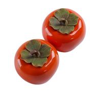TOKIDNY 2Pcs 200Ml Orange Ceramic Persimmon-Shaped Food Canisters with Sealed Lids for Kitchen Storage and Tea Leaf Organization