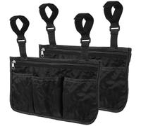 TOKIDNY 2PCS Black Wheelchair Side Bags Hanging Storage Pouches for Armrest, Practical Wheelchair Accessories for Adults, Compatible with Walkers and Strollers, Outdoor Mobility Aid