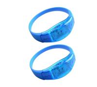 [TOKIDNY] 2pcs Blue Silicone PVC Material Luminous Bracelet with Voice Control Function for Adults and Luminous Wristbands for Concerts and Parties