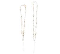 TOKIDNY 2Pcs Bohemian Pearl Shell Letter Beaded Phone Chain Anti-lost Mobile Hanging Chains with Easy-fix Rope for Smartphone Cases Stylish Unique DIY Accessory White