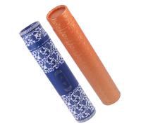 TOKIDNY 2pcs Calligraphy Scroll Box Set with Pull-Out Picture Scroll Storage Tubes, 35-62cm Expandable Art Poster Containers, Blue and Gold Chinese Painting Packaging Tubes for Calligraphy