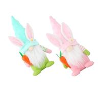 TOKIDNY 2pcs Easter Gnomes Dolls Rabbit Cloth Decorations Green and Pink Easter Bunny Figurines for Coffee Table or Table Display