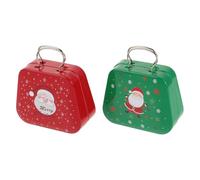 TOKIDNY 2Pcs Handbag Shaped Tinplate Candy Boxes with Lids, Small Christmas Decorative Holiday Cookie Tins for ’S Treats and Storage