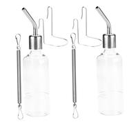 TOKIDNY 2pcs Hanging Rabbit Water Bottle Dispenser Stainless Steel No-leak Drinker for Hamsters Guinea Pigs Chinchillas Pet Fountain