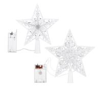 TOKIDNY 2Pcs LED Christmas Tree Star Treetop Lights, Colorful 17Cm 21Cm Star-Shaped Battery Operated Decorative Lamps for Indoor Holiday Tree Decoration