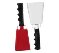 TOKIDNY 2pcs Metal Cowbells with Ergonomic Handle for Football Games and Sports Events Loud Noise Makers for Cheering at Ranch Parties and Activities Portable Lightweight Hand Bells in Red